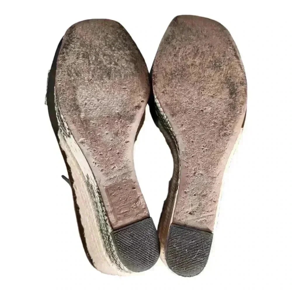 Tory Burch Espadrille Wedge Sandals Heels Leather Snake Women's 6.5 M
